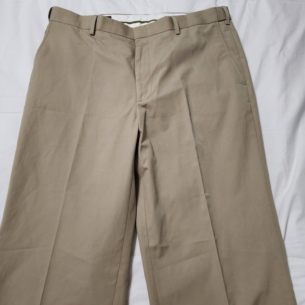 Mens Tan ORVIS Stretch Waist Pants Size 38 Dress Pants No‎ Iron